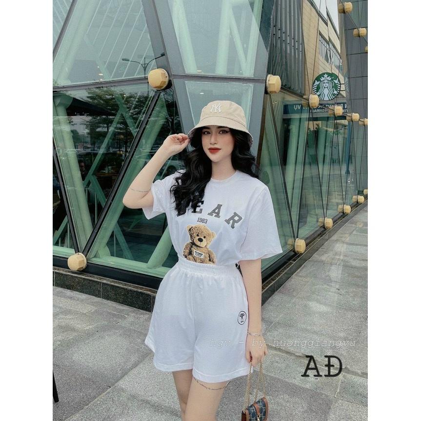 Set Quần Short + Áo Phông BEAR 1983 Ullzang , Set Đồ Nữ Đi Chơi Set Bộ Nữ Quần Short Ống Rộng Phong Cách Hàn Quốc Style Nhẹ Nhàng