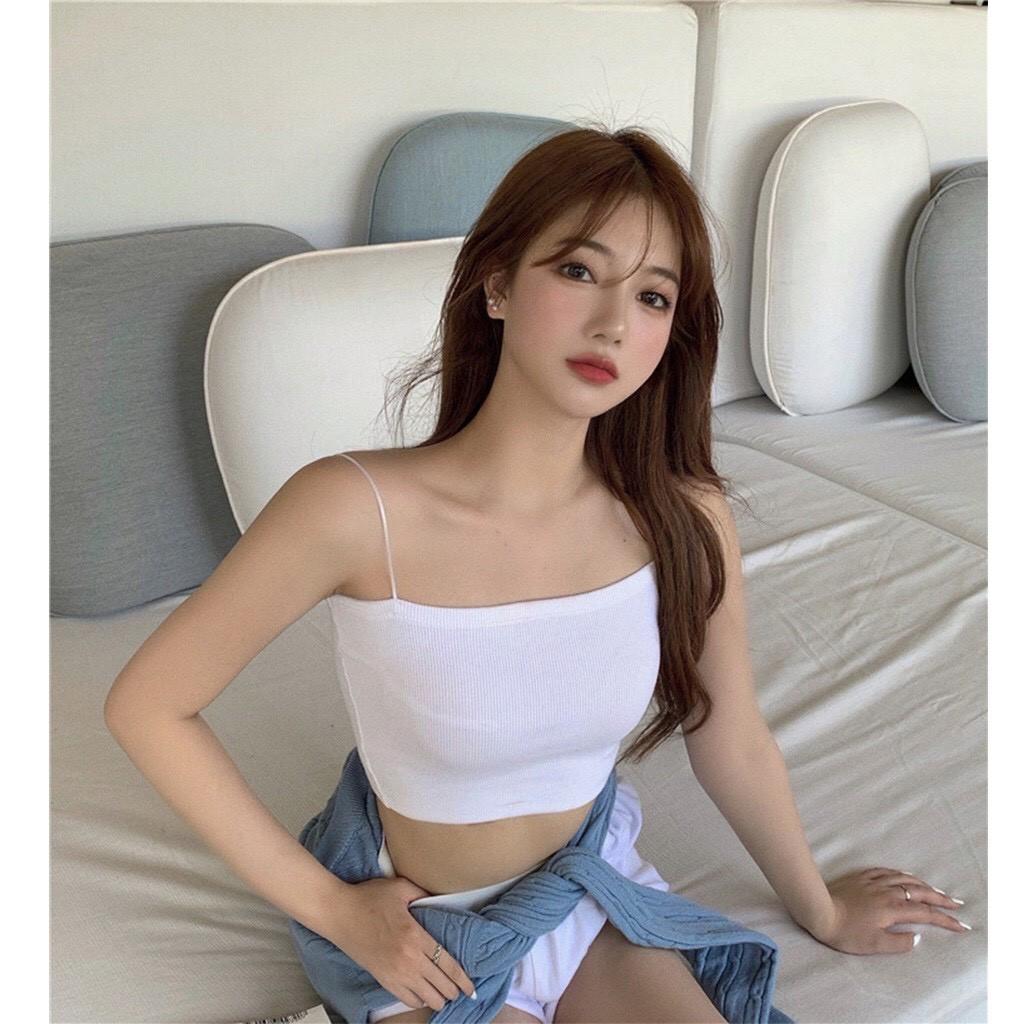 ÁO THUN 2 DÂY NỮ CROPTOP KIỂU DÁNG THỜI TRANG DỄ PHỐI ĐỒ