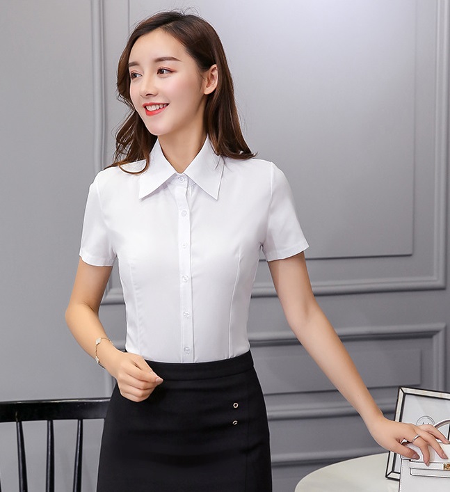 Áo sơ mi trắng nữ ngắn tay, kiểu dáng basic công sở CS25