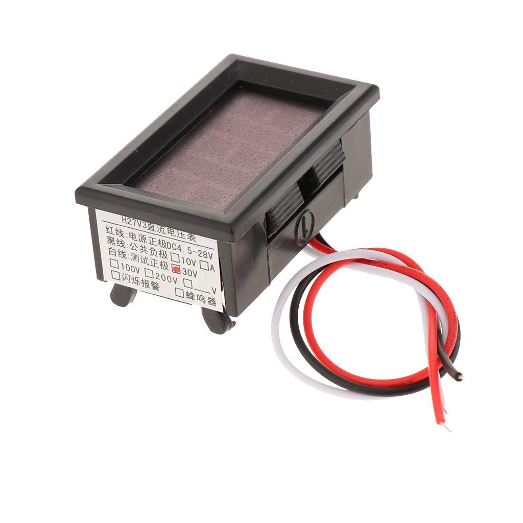 DC 0-30V 3-wire Voltage Meter LED Digital Voltmeter W/ Reverse Protection