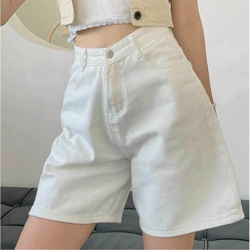 Quần Short Ngố Kaki Nữ Lưng Cao, Ống Rộng Có Bigsize
