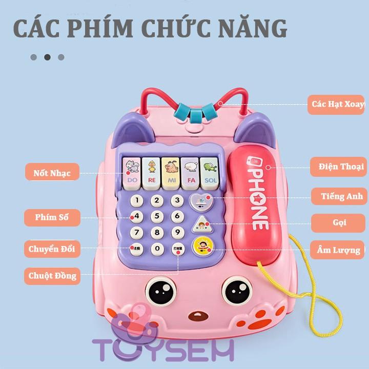 Điện thoại đồ chơi hình chú chó có nhạc và đèn - Xe kéo ô tô hình thú - Quà tặng sinh nhật cho bé