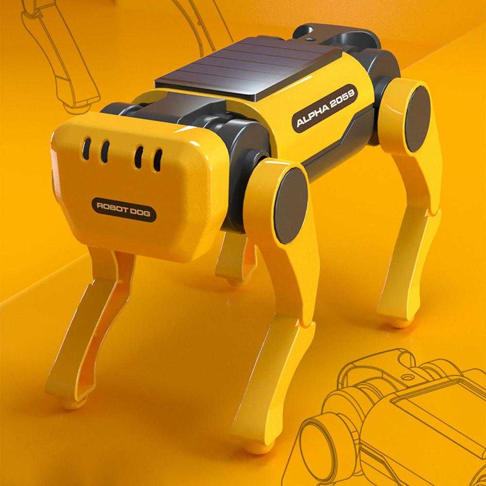 Self-Install DIY Gadgets Technological Gizmos Intelligent Robot Dog Robot Cattle Toys Solar Powered Educational Toy Assembly Robotical Dog Cattle Kit Students Science Experiment Toy