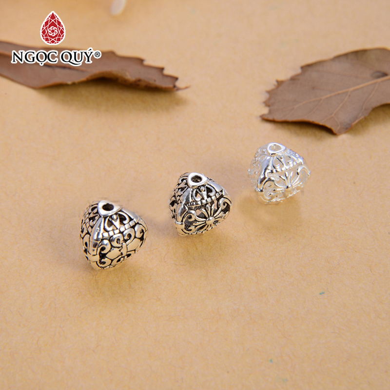 Charm xỏ ngang hạt hoa tiết hoa văn - Ngọc Quý Gemstones