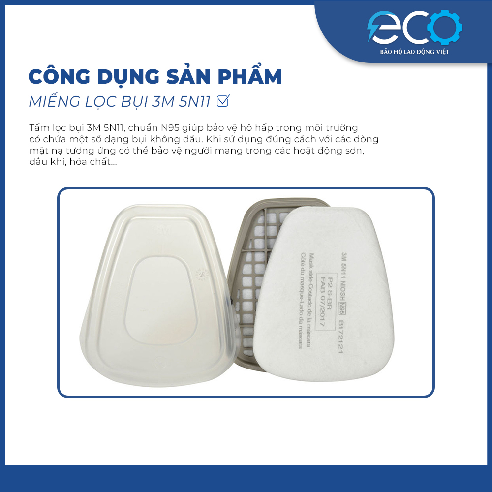 Tấm lọc bụi 3M 5N11 lọc bụi nhỏ đến 0,3um tương thích các dòng mặt nạ series 6000, 7000