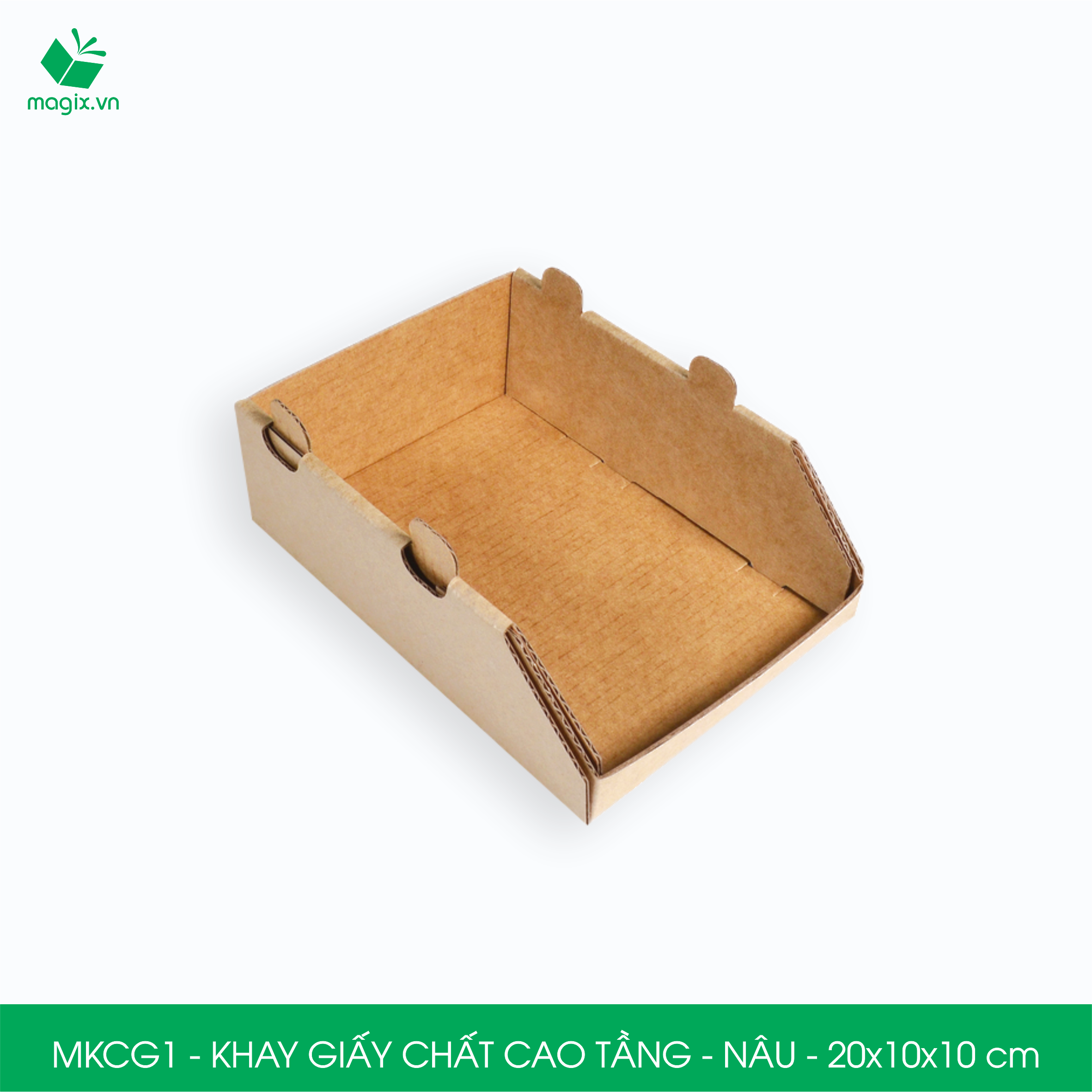 MKCG1 - 20x10x10 cm - 20 Khay giấy chất cao tầng bằng giấy carton siêu cứng, kệ giấy đựng đồ văn phòng, khay đựng dụng cụ, khay linh kiện, kệ phân loại dụng cụ