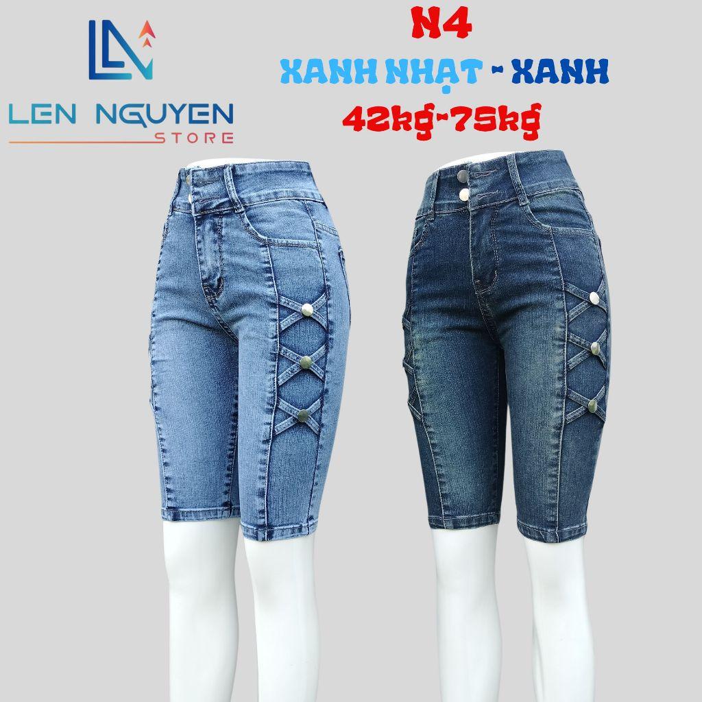 N4_Quần jean nữ,5 tất, lưng cao, quần bò nữ dáng ôm, quần rin nữ có big size, cho 42kg đến 75kg,LEN NGUYEN STORE - Xanh Nhạt