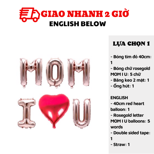 Bộ bong bóng Mom I love You Balloon Set balloon mfd16