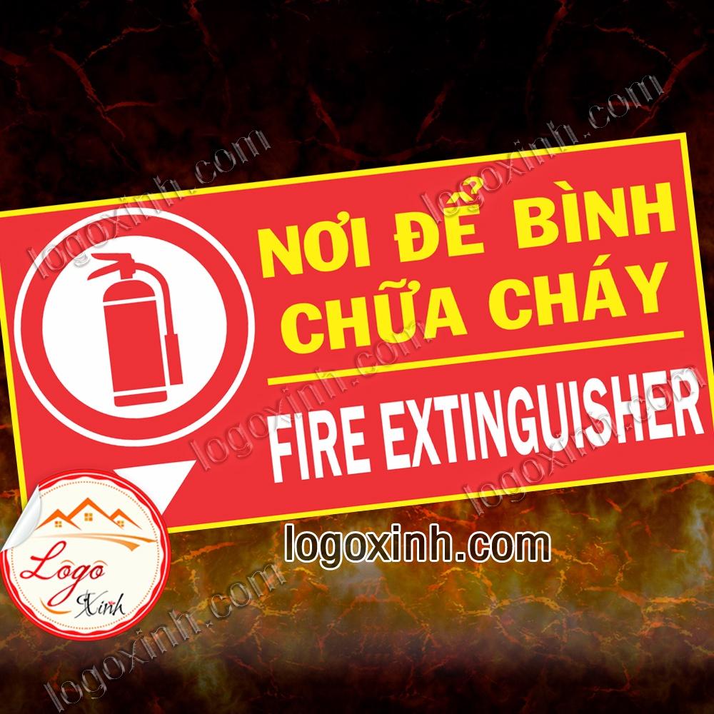 LOGO TEM STICKER DÁN THÔNG BÁO NƠI ĐỂ BÌNH CHỮA CHÁY, BÌNH CỨU HỎA, FIRE EXTINGUISHER PLACE