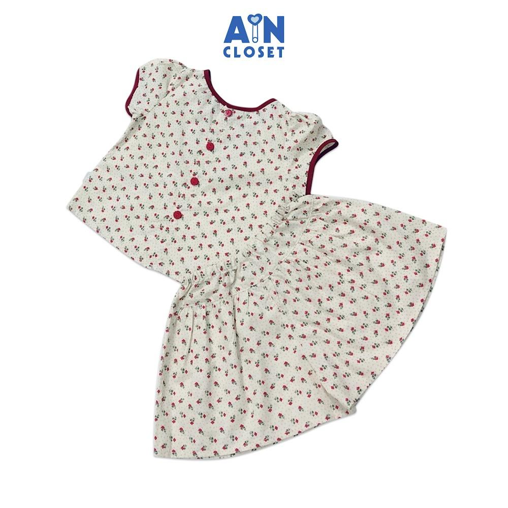 Bộ quần áo ngắn bé gái họa tiết Nhí nơ đỏ quần váy cotton - AICDBTANNNYJ - AIN Closet