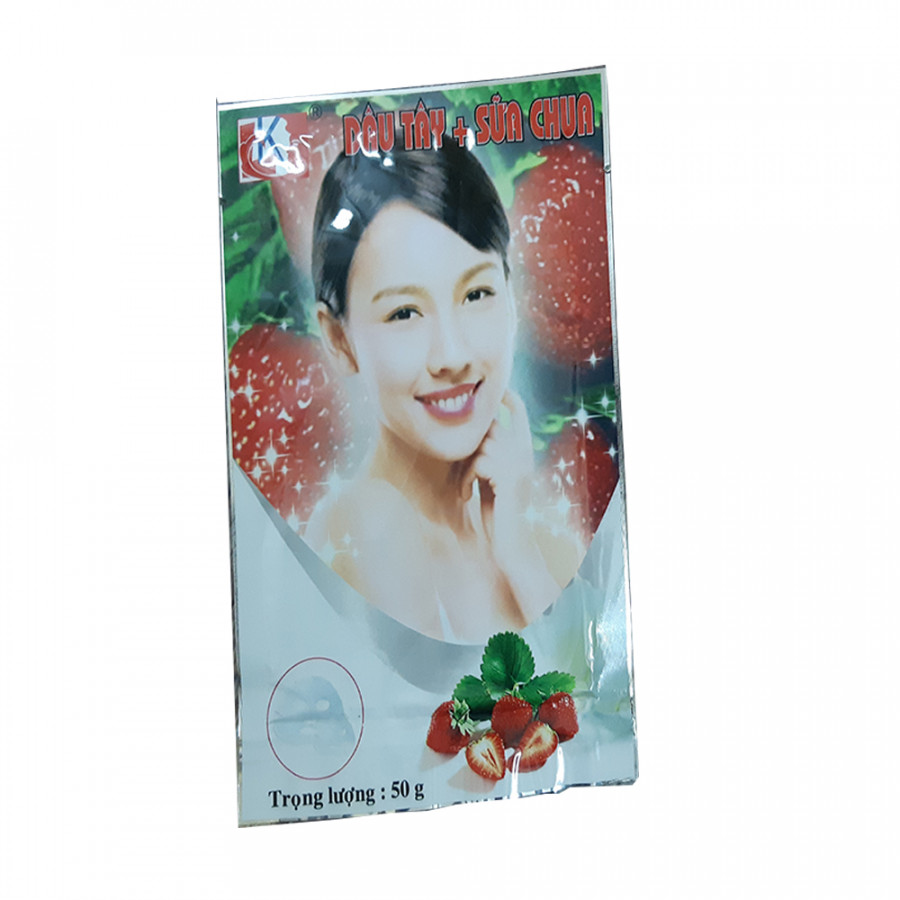 Mặt nạ giấy dưỡng trắng hồng da từ Dâu tây + Sữa chua 50g