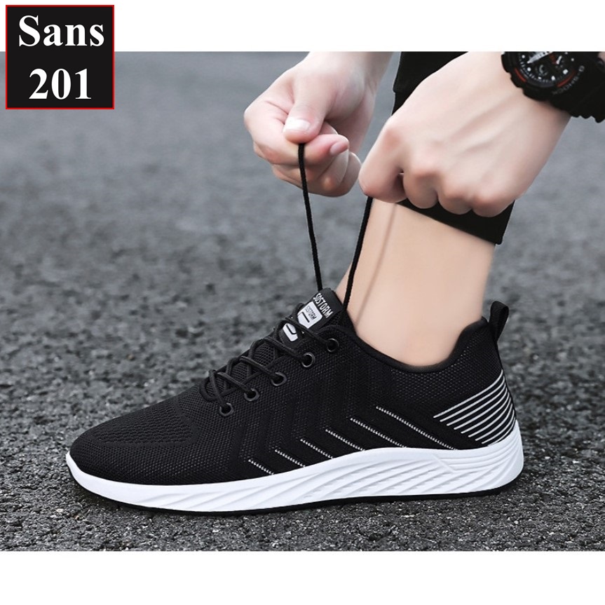 Giày sneaker nam fullbox Sans201 chất vải thoáng khí êm chân cho chạy bộ sport thể thao giá rẻ trẻ trung thời trang