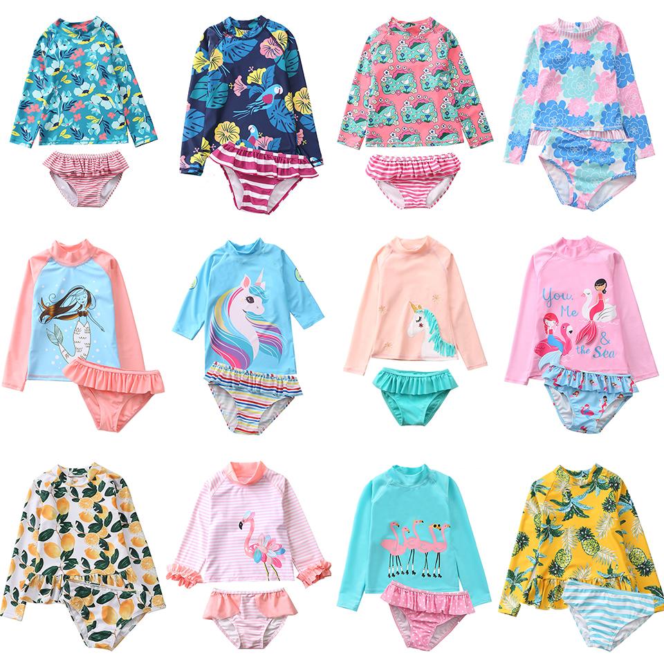 Đồ Bơi Cho Bé Gái Hai Mảnh Kỳ Lân Đồ Bơi Nàng Tiên Cá Trẻ Em Tay Dài Tập Đi Cho Trẻ Sơ Sinh Bé Gái Áo Tắm Phát Ban Bảo Vệ Trẻ Em