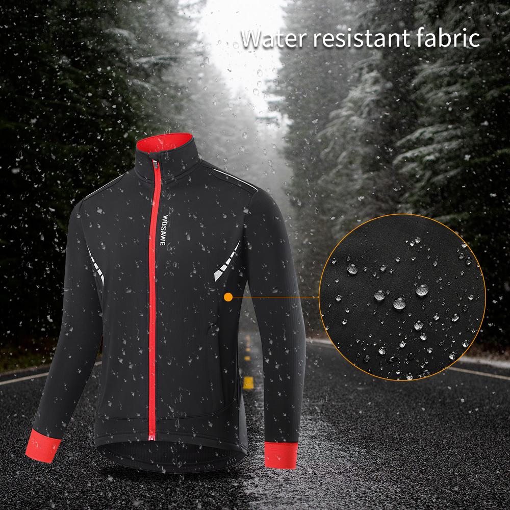 Wosawe Men Winter Cycling Jacket Windproof Thermal Fleece Bike Jacket for Mountain Biking Running Skiing Hiking