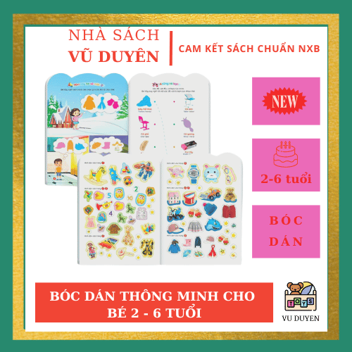 Bộ 6 cuốn 800+ Miếng bóc dán thông minh Song ngữ Việt Anh Vừa học vừa chơi Giúp bé nhanh tay nhanh mắt Phát triển khả năng tư duy sáng tạo toàn diện cho trẻ