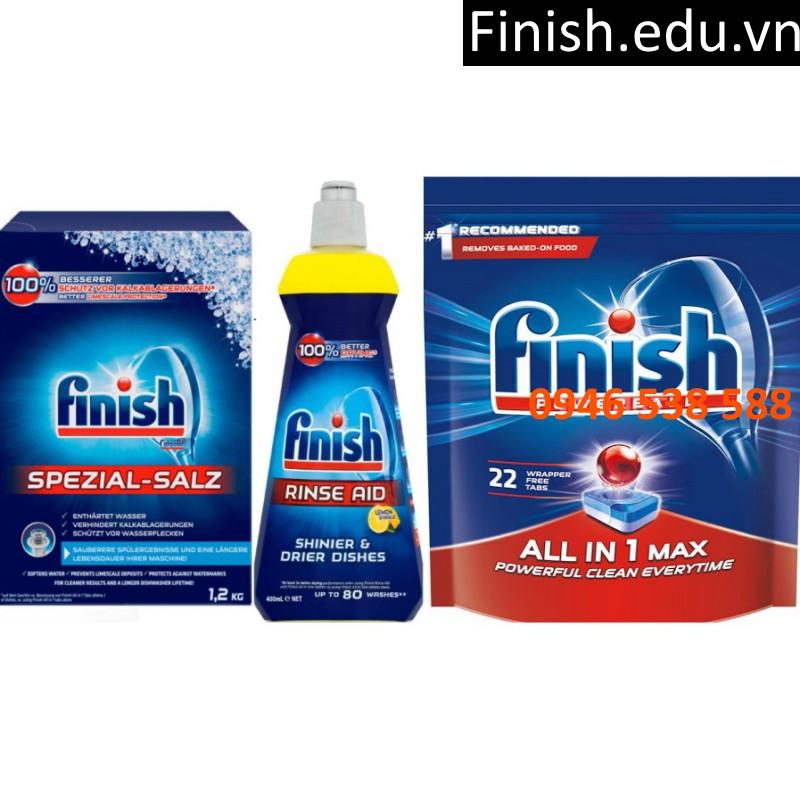 combo muối rửa bát finish 1.2kg + Nước làm bóng finish 400ml+ viên rửa bát finish 22 viên