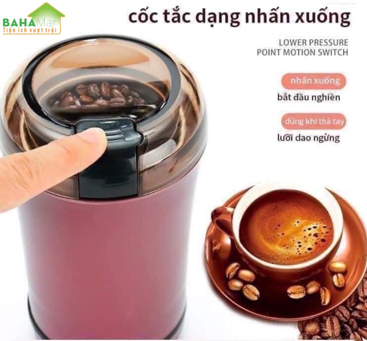 MÁY NGHIỀN HẠT SIÊU TỐC - XAY HẠT CAFE, XAY THẢO DƯỢC, XAY GIA VỊ GIA ĐÌNH &quot;BAHAMAR&quot; có khả năng tự điều chỉnh độ mịn của bột nghiền tùy thuộc thời gian nghiền dài hay ngắn.