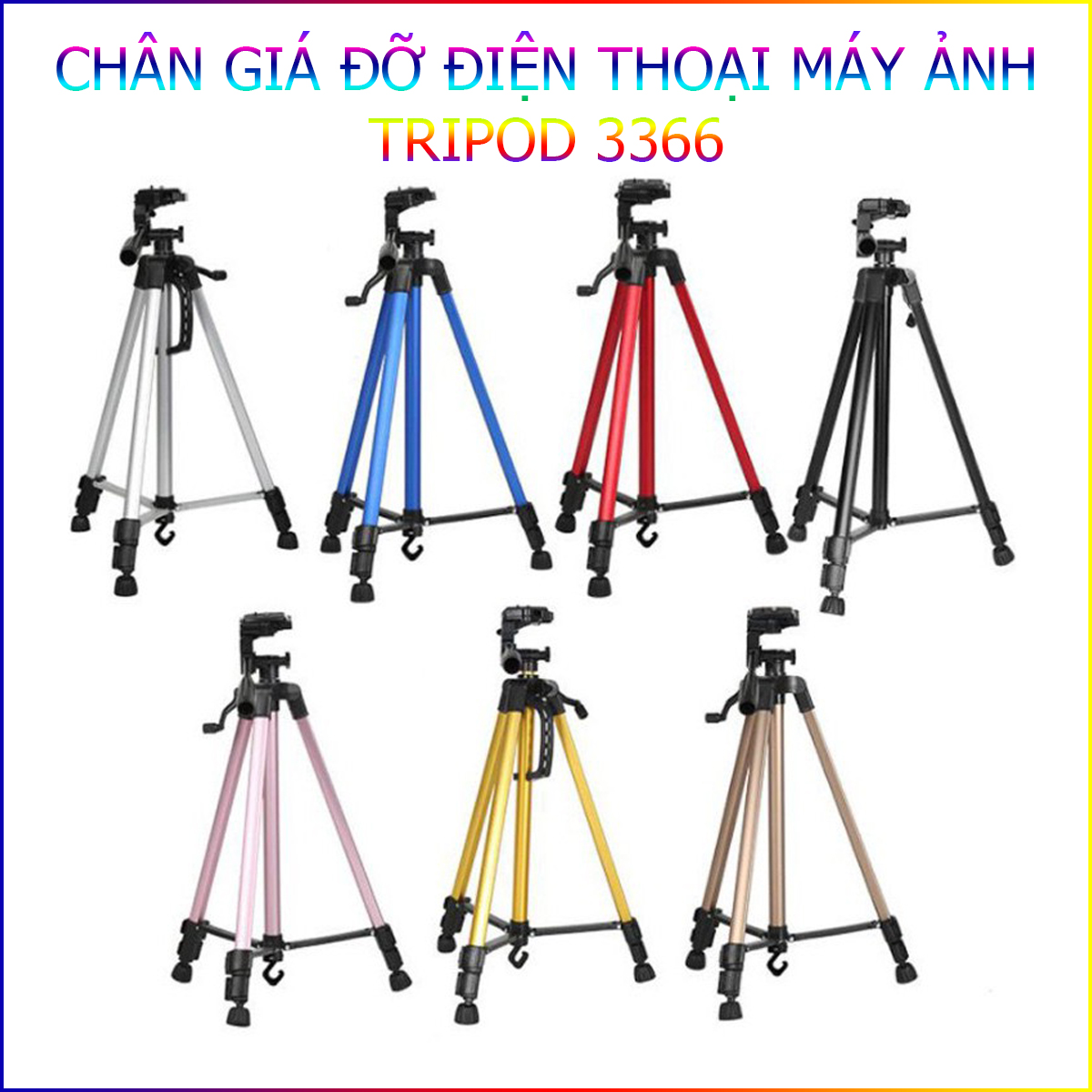 Chân Giá Đỡ Điện Thoại, Máy Ảnh Tripod 3366 Cao 140cm Kèm Đầu Kẹp Và Túi Đựng