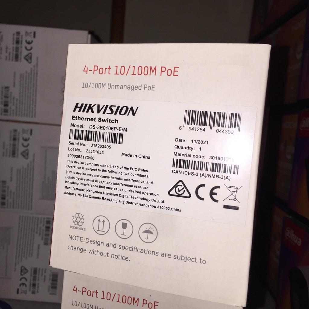 Switch Mạng Thông Minh 4 Cổng PoE HIKVISION DS-3E0106P-E/M, DS-3E0105P-E, DS-3E0106HP-E, DS-3E0505P-E/M,DS-3E1105P-EI- Hàng Chính Hãng
