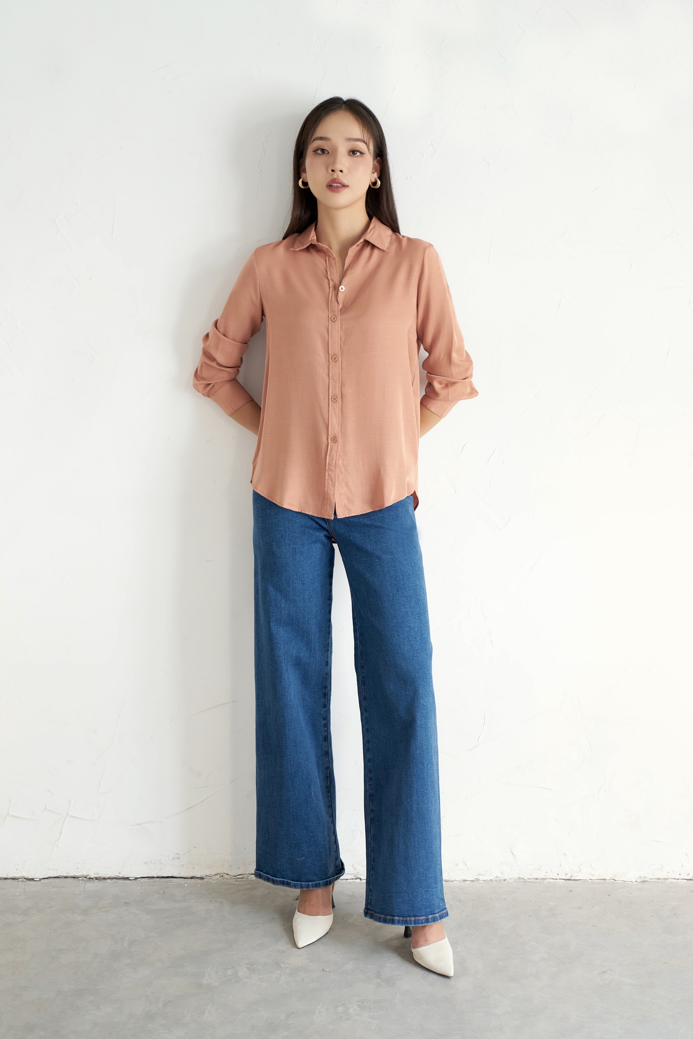 OLV - Quần Wide Leg Jeans in Blue