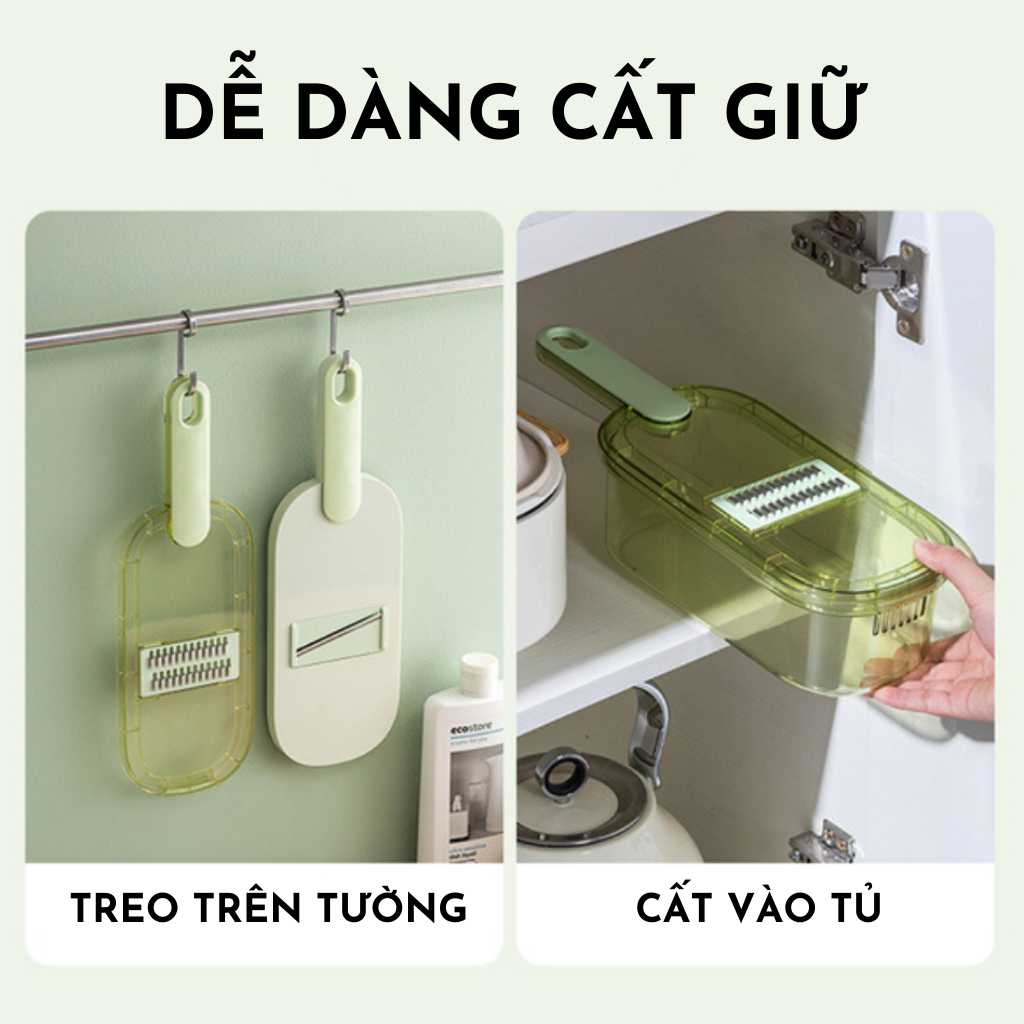 Dụng cụ cắt gọt , bào củ quả trong suốt có hộp đựng gồm 3 lưỡi thay thế và dụng cụ bảo vệ tay khi bào - Hàng chính hãng