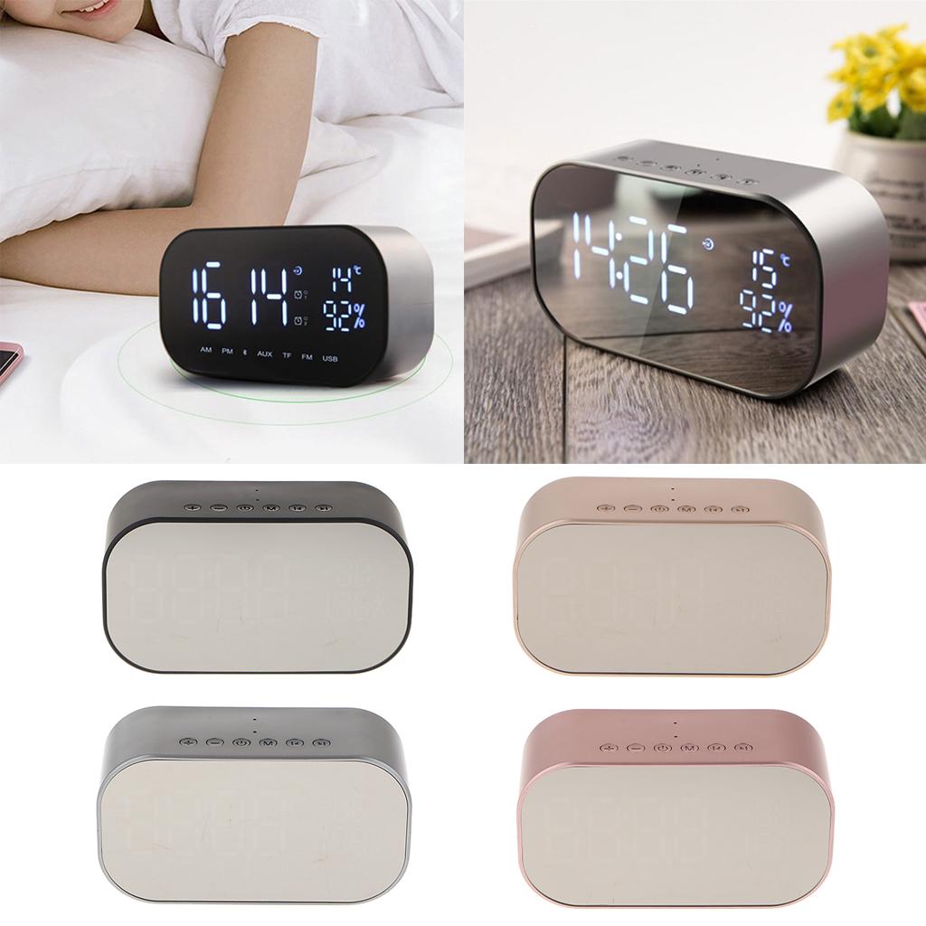 Wireless LED Mirror Surface Bluetooth Alarm Clock Speaker Table Clock for Home Office Decoration