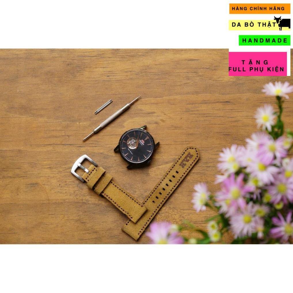 Dây Đồng Hồ Da Bò Lộn Thật Rất Đẹp Handmade - Ram Classic 1960 - Tặng Đầy Đủ Khóa Chốt Cây Thay Dây