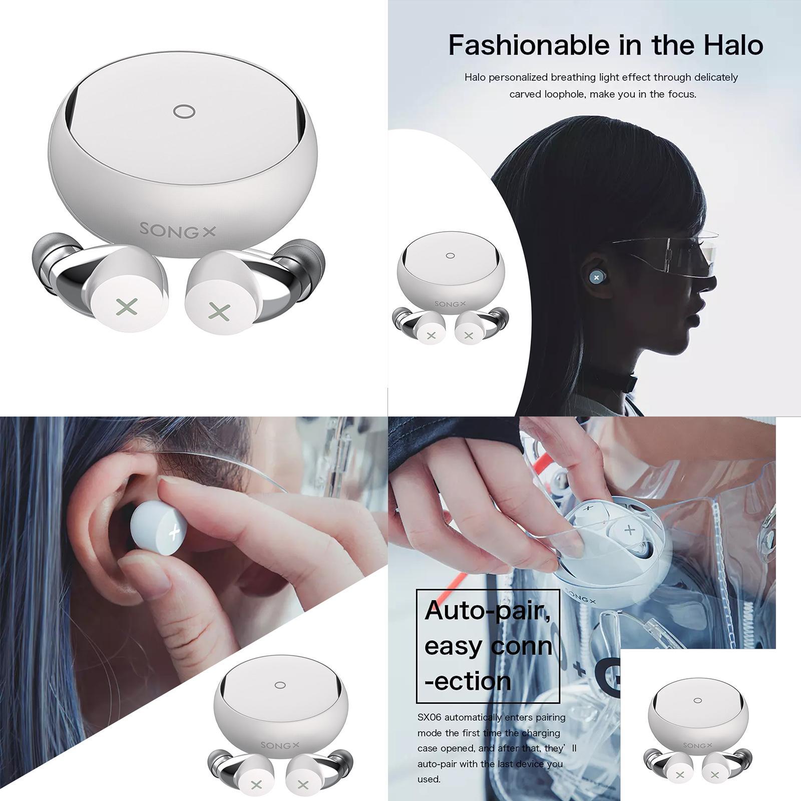 True Earbuds Headphones with Charging Case Waterproof  Stereo Earphones Built-in Mic Headset
