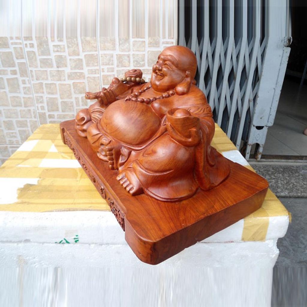 Tượng Phật Di Lạc ngồi gỗ Hương ngang 40CM cao 25 hông 20