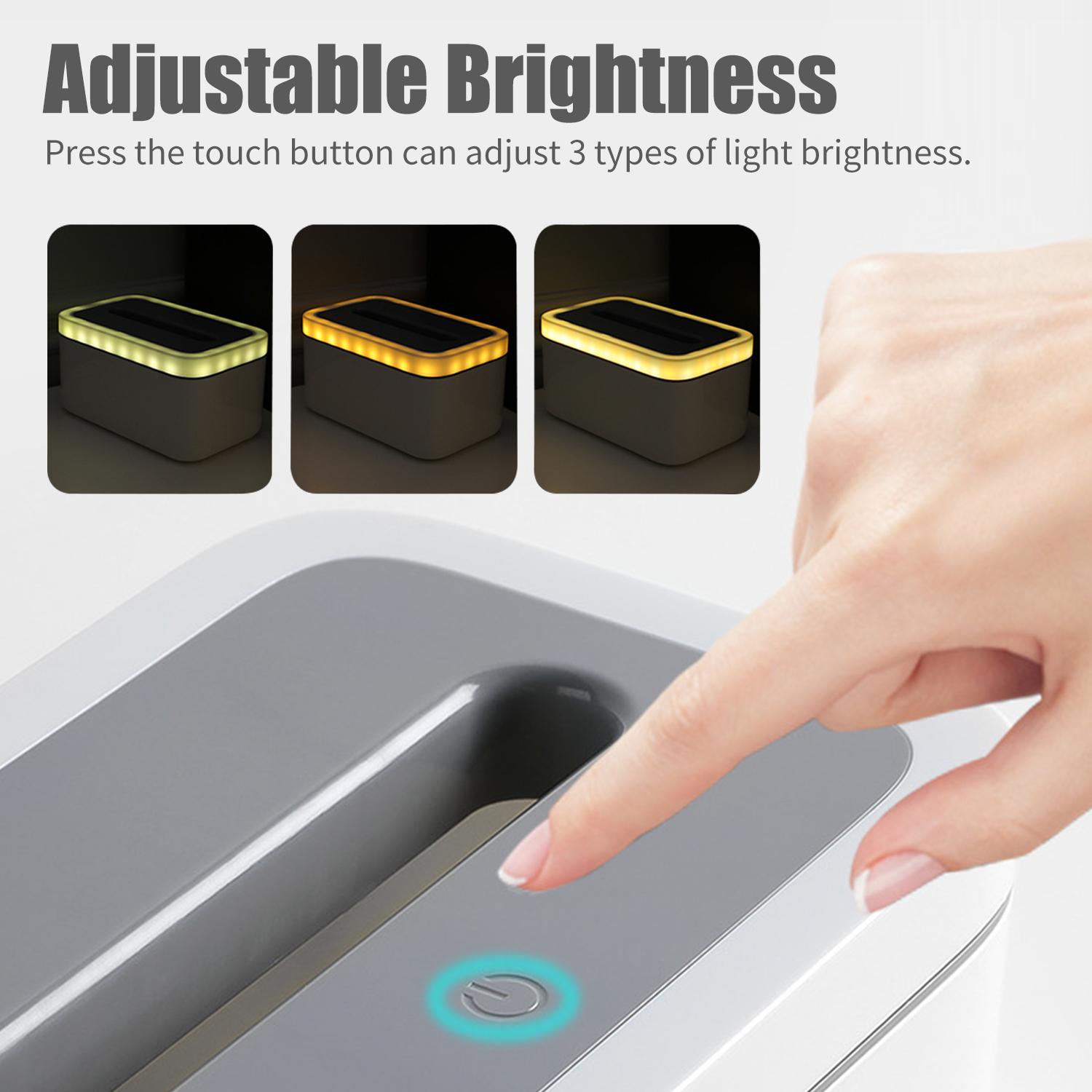Đèn ngủ cảm ứng với ánh sáng LED để đầu giường kết hợp với hộp đựng khen giấy có thể sạc USB