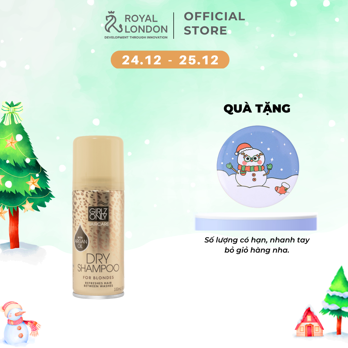 Dầu Gội Khô Girlz Only For Blondes Travelsize 100ml (Vàng mini)