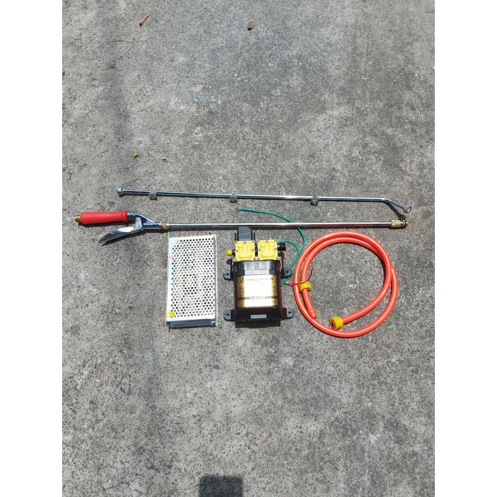 Bộ tưới lan. tưới cây. phun sương SINLEADER đôi. kèm nguồn tổ ong 12V-10A. béc xịt 4 đầu ra và 1 đầu ra 10m dây chịu lực