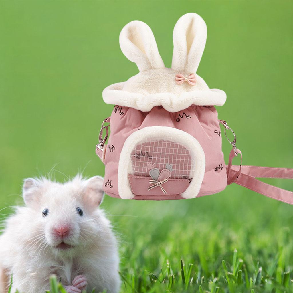 Hamster Carry Pouch Travel Carrier Breathable for Squirrel Hedgehog Pink