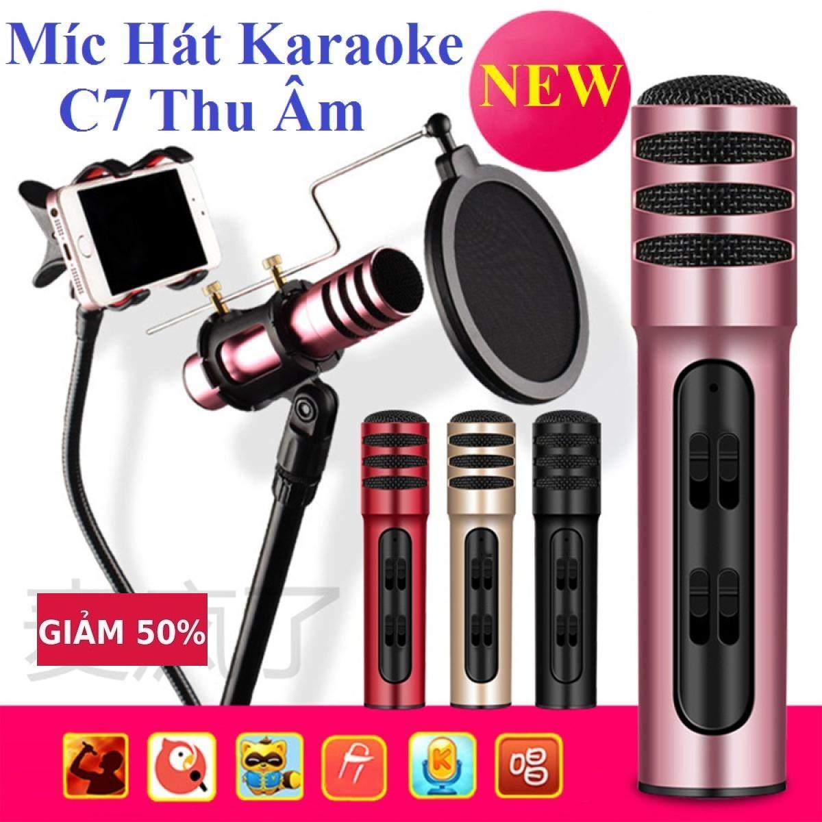 Mic karaoke, thu âm trên điện thoại,  livestream cho điện thoại C7 thu âm 3 IN 1, với âm thanh tự nhiên và tinh khiết.