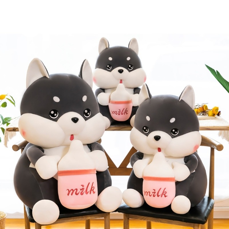 Gấu bông chó Husky ôm bình sữa siêu dễ thương – Quà tặng thú nhồi bông chó má phệ bú bình – Size từ 50 cm đến 80 cm – Gối ôm chó Husky milk cho bé ngủ ngon