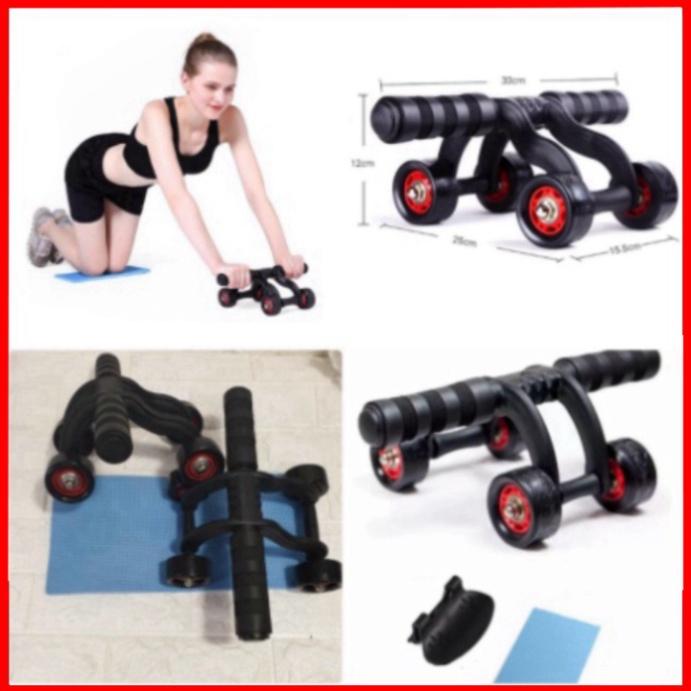 Con lăn tập bụng gym 4 bánh tặng miếng thảm con lăn tập cơ bụng dùng cho cả vđv chuyên nghiệp 2021