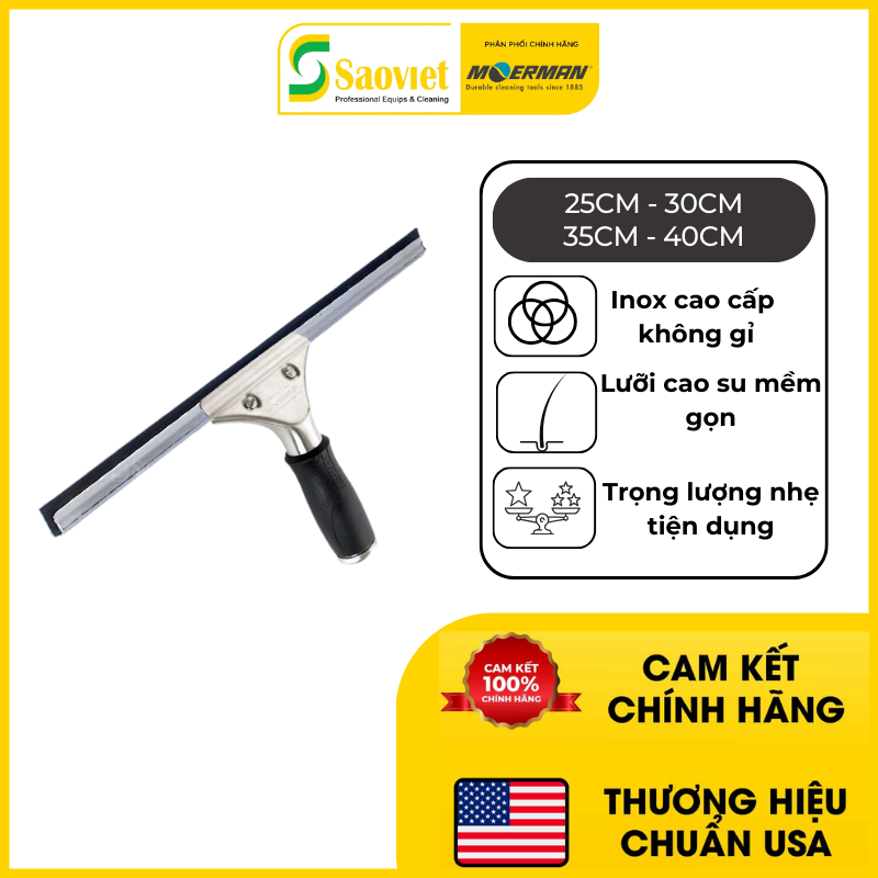 Bộ vệ sinh kính Moerman Dòng Steel bằng thép không gỉ cao cấp và lưỡi dao cao su cao cấp |SAOVIETCO| SKU: 17773/19656/19845/19658/19657 | SAOVIETCO