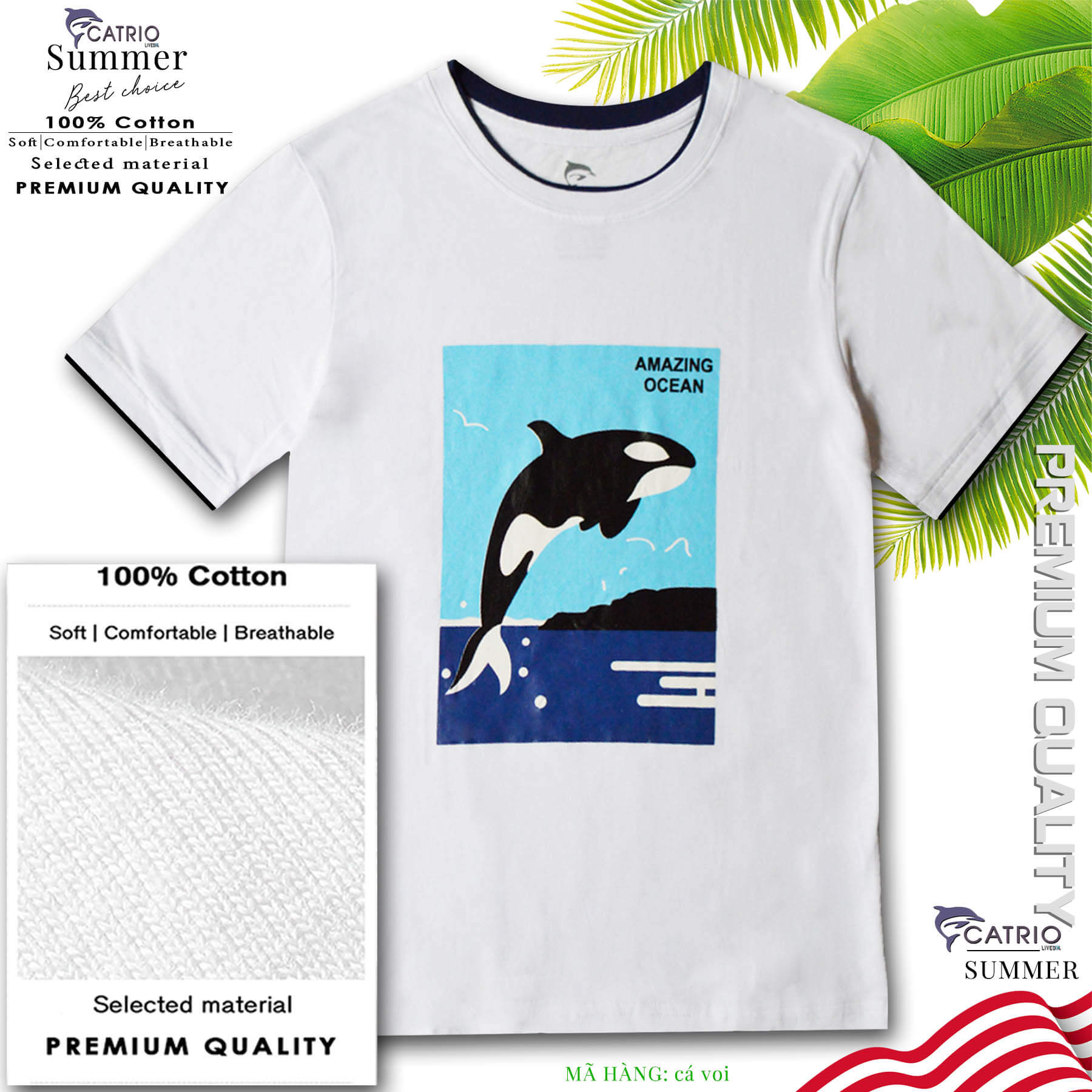 ÁO BÉ TRAI NGẮN TAY CATRIO hình AMAZING OCEAN cùng quẩn lửng, áo thun, áo phông chất liệu 100% cotton an toàn là quần áo trẻ em truyền thống của thời trang CATRIO