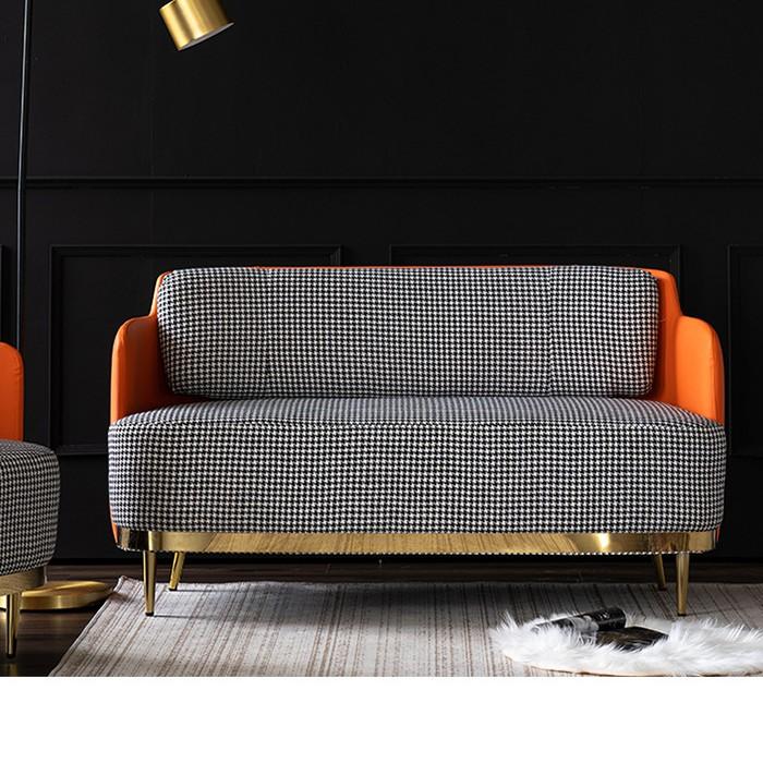 Ghế sofa đơn LF2Q01 sang trọng, ghế sofa nỉ phong cách bắc âu khung sắt mạ vàng cao cấp