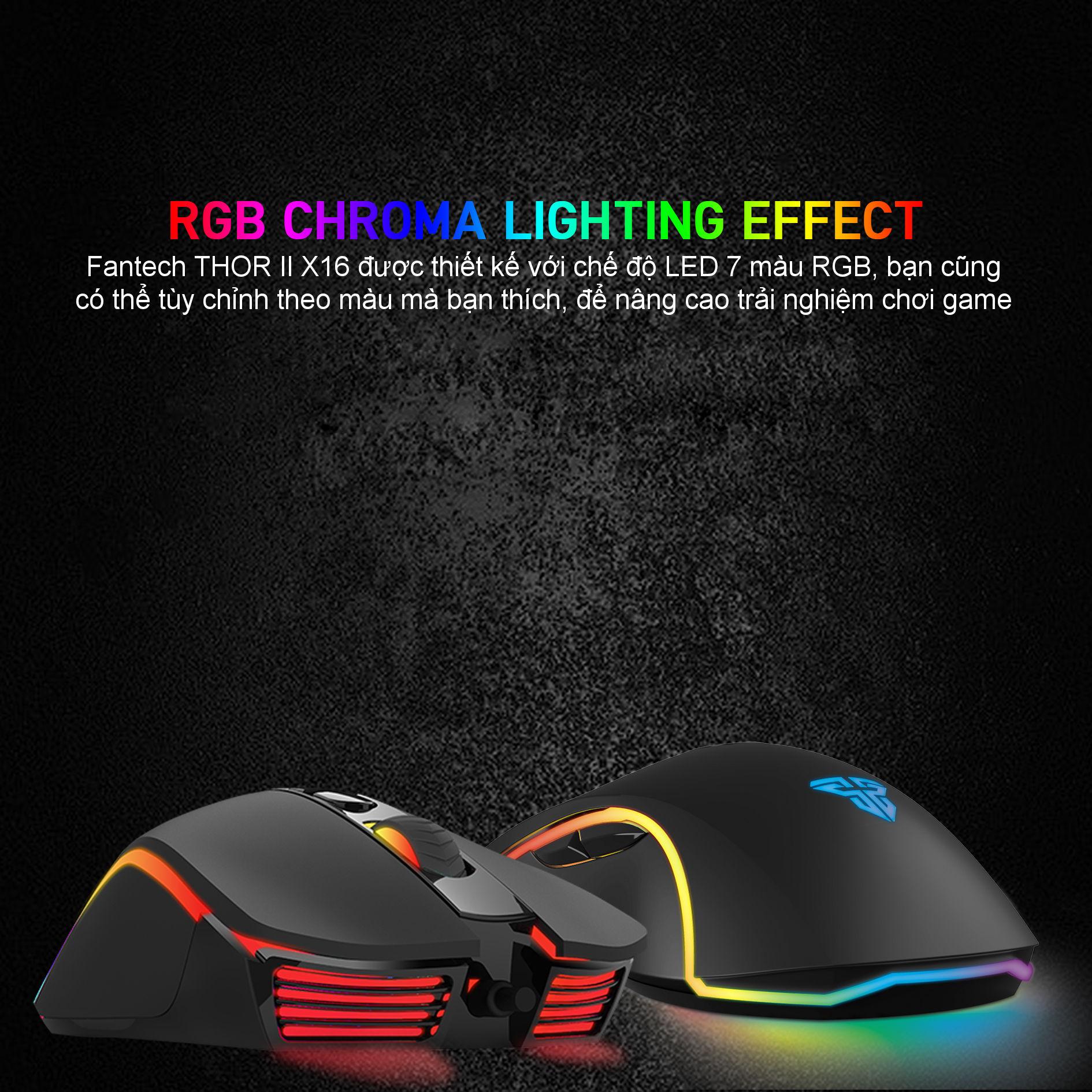 Chuột Gaming có dây Fantech X16 THOR II 4200DPI LED RGB 168 Triệu Màu 6 Phím Macro Có Phần Mềm Tùy Chỉnh Riêng - Hàng chính hãng