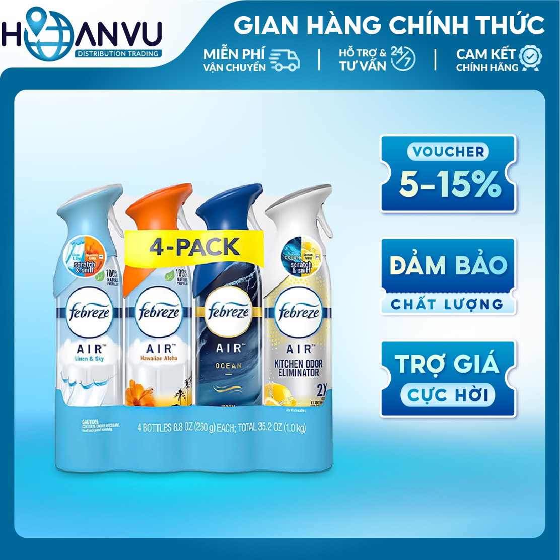 Xịt phòng khử mùi Febreze Air Refresher Spray (250g)