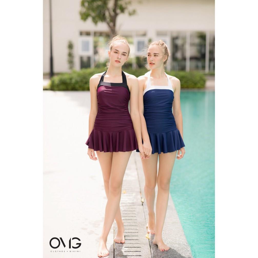BIKINI PASSPORT - Đồ bơi áo tắm Một mảnh váy bèo ngắn, kiểu ngang - Xanh navy