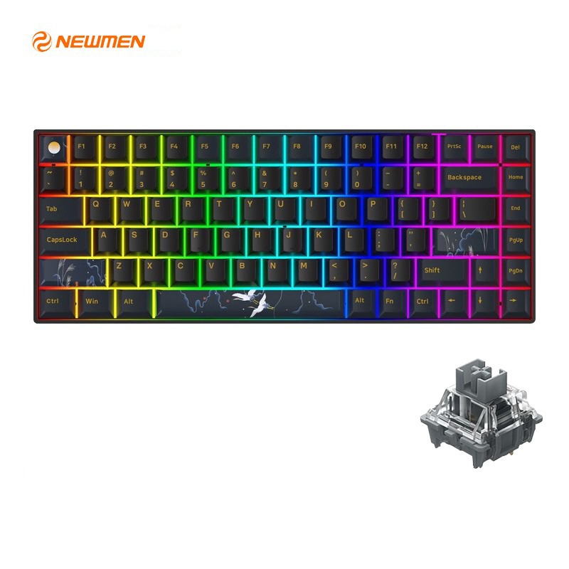 Bàn phím cơ không dây Newmen GM840 Pro  (Hạc - Trăng &amp; Mây) G-Pro Yellow Axis - Hàng Chính Hãng