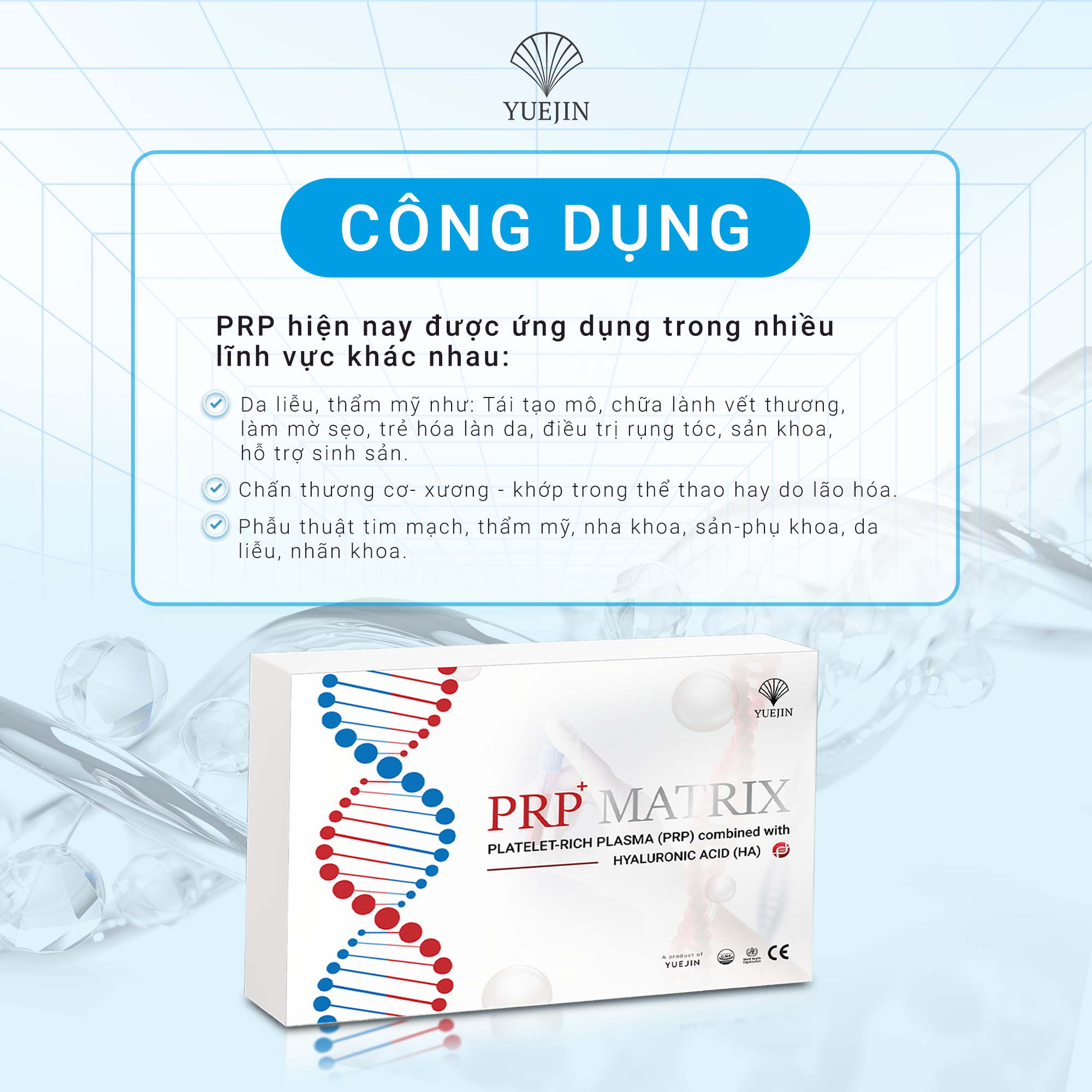 [Mới] PRP Kit tích hợp HA mang lại hiệu quả căng bóng - Huyết Tương Giàu Tiểu Cầu PRP Matrix Yuejin, có sẵn chất hoạt hóa