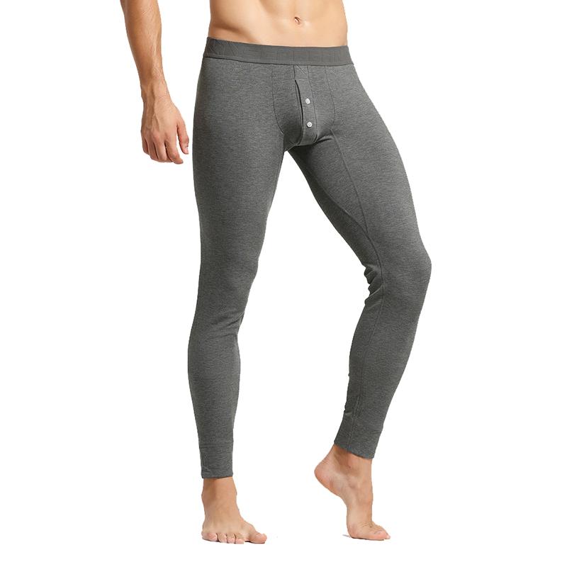 Long Johns Nam Ấm Mở Mặt Trận Căng Giãn Nhiệt Quần Lót Nam Rayon Nén Đáy Quần Legging Nhà Pijama Dài Quần Dài