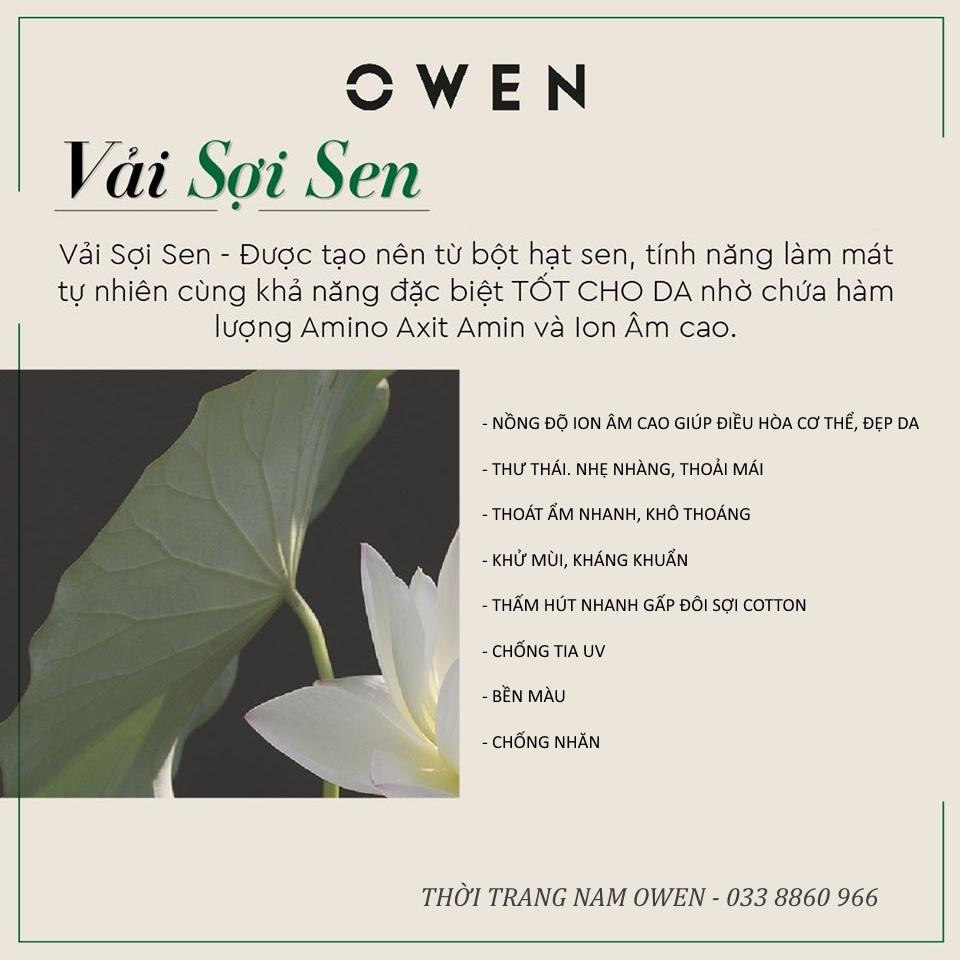 OWEN - Áo sơ mi ngắn tay Owen Regular fit chất sợi sen màu hồng ruốc 220089