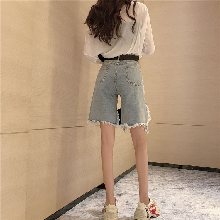Quần lửng jean unisex rách lớn Mã: NL0525