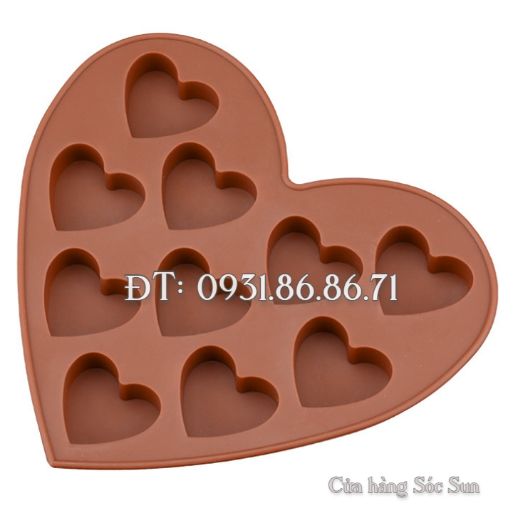 Khuôn silicon 10 trái tim – Mã số 1083