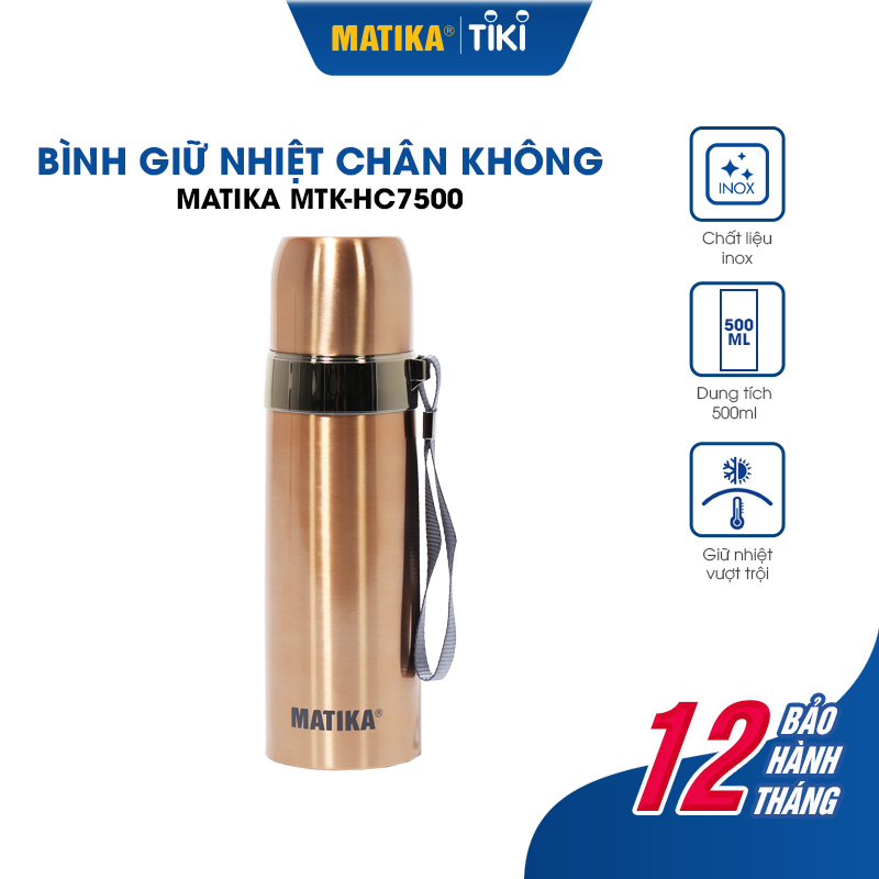 Bình Giữ Nhiệt Inox MATIKA MTK-HC7500 Bình Đựng Nước Dung Tích 500ml - Hàng Chính Hãng