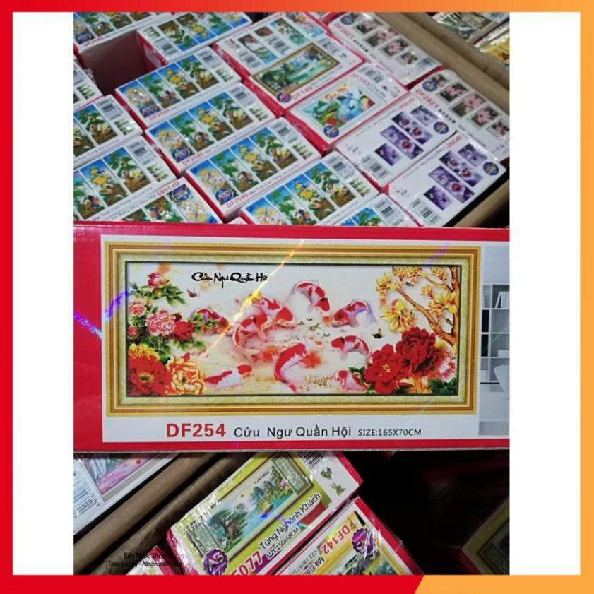 Tranh Đính Đá CÁ CỬU NGƯ QUẦN HỘI